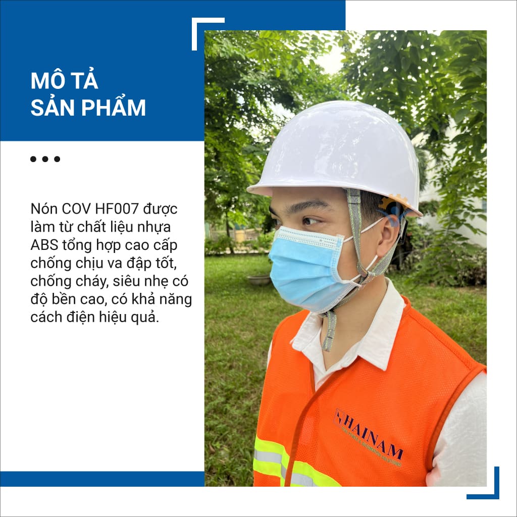 Nón bảo hộ Thinksafe cao cấp COV Hàn Quốc, nón công trình bảo hộ nhựu ABS bảo vệ đầu, chống va đập đâm xuyên COV-HF-007