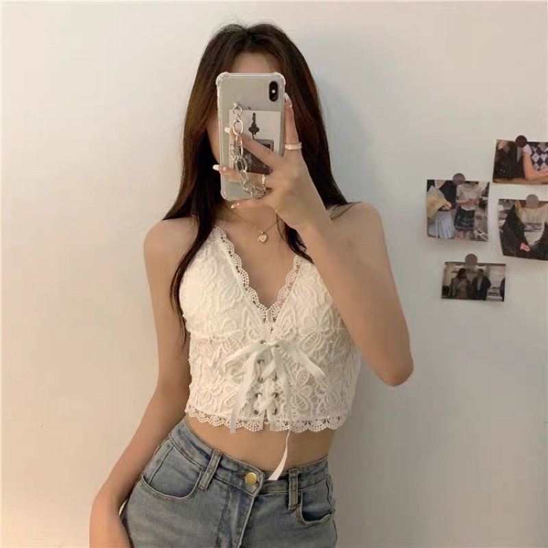 Áo 2 dây ren, bra ren thiết kế đan dây sexy, sành điệu
