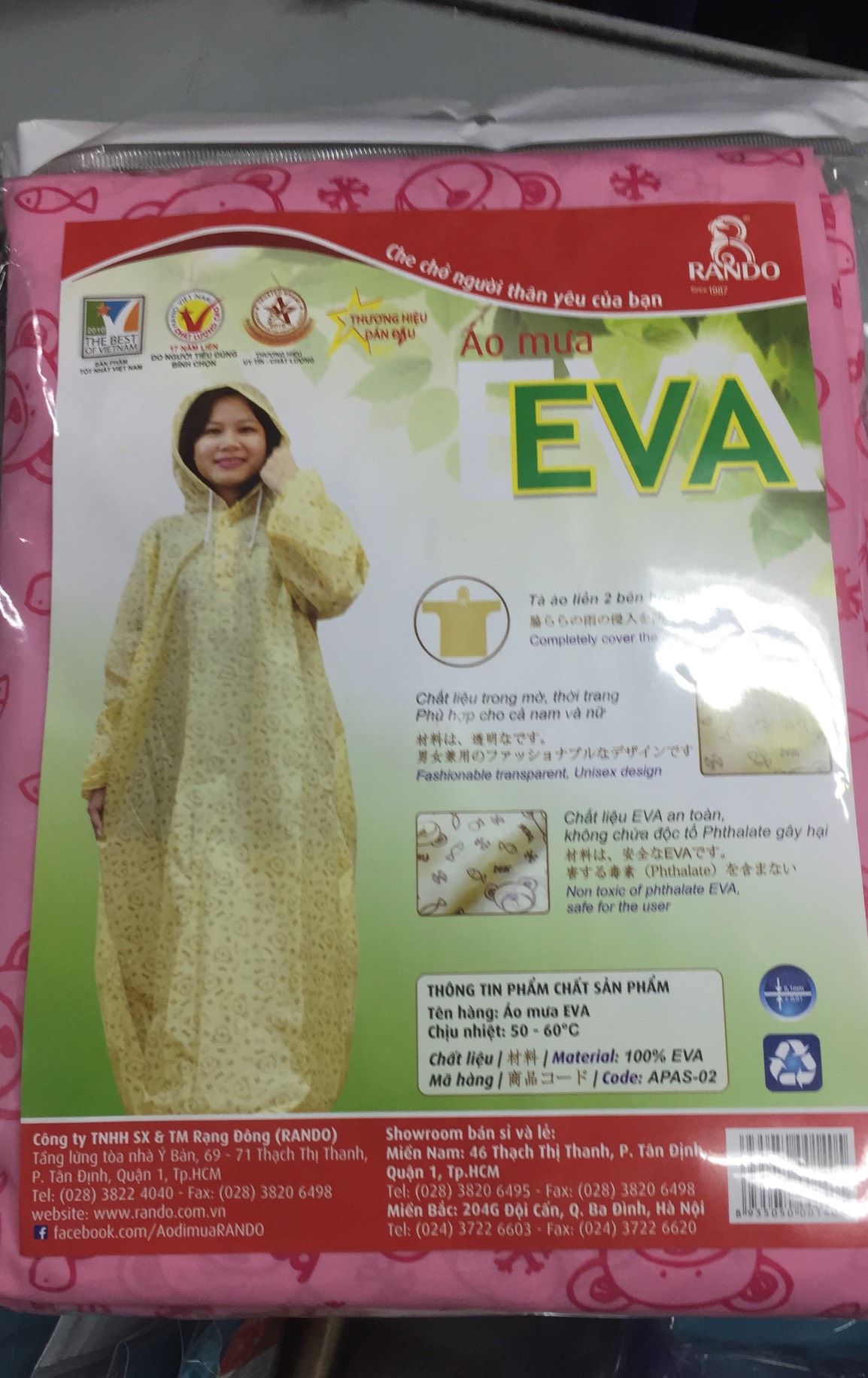 Áo mưa trùm eva rạng đông