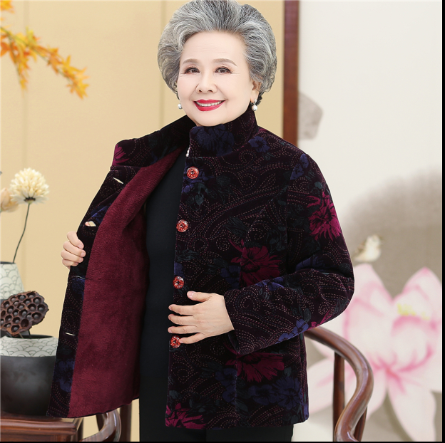 Áo Khoác Nhung Lót Lông Bà Già