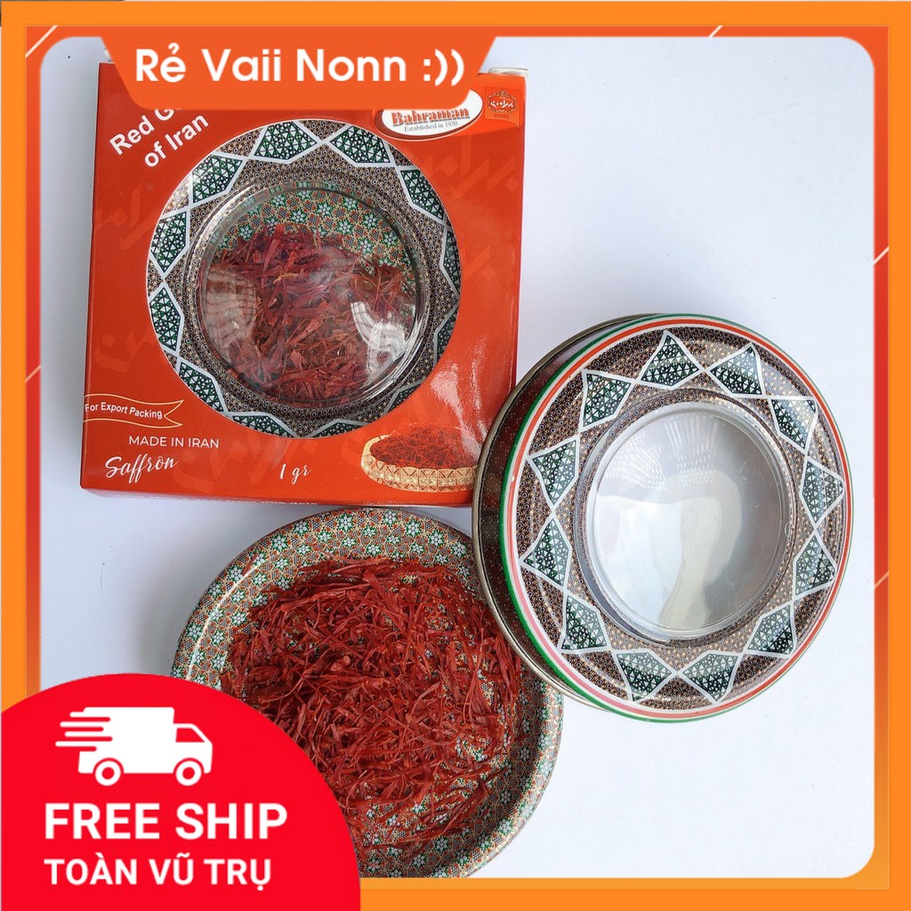 Hộp 1gr Saffron Nhụy Hoa Nghệ Tây Iran Loại 1 Negin thương hiệu Bahraman hộp thiếc