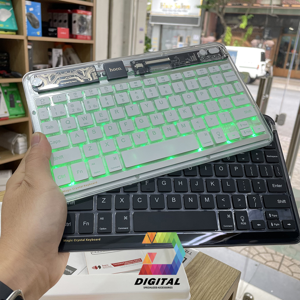 Bàn Phím Bluetooth Mini Trong Suốt Hoco S55 Cho Smartphone, iPad, Máy Tính Cao Cấp