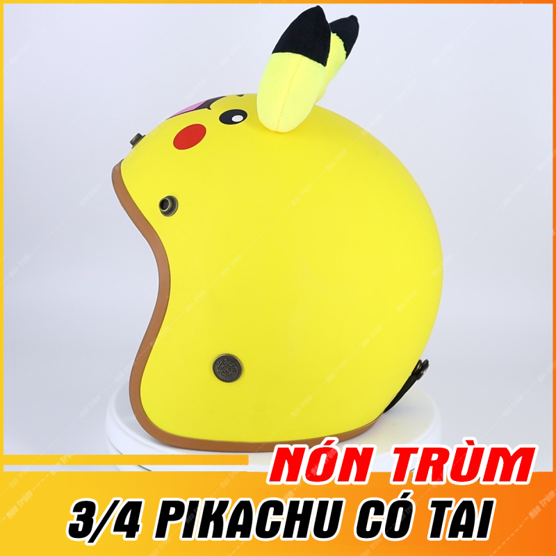 Mũ Bảo Hiểm 3/4 ASAMA Có Tai - Siêu Cute - Pikachu