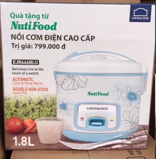 NỒI CƠM ĐIỆN CAO CẤP LOCK & lOCK EJR446BLU 1.8 L - QUÀ TẶNG NUTIFOOD