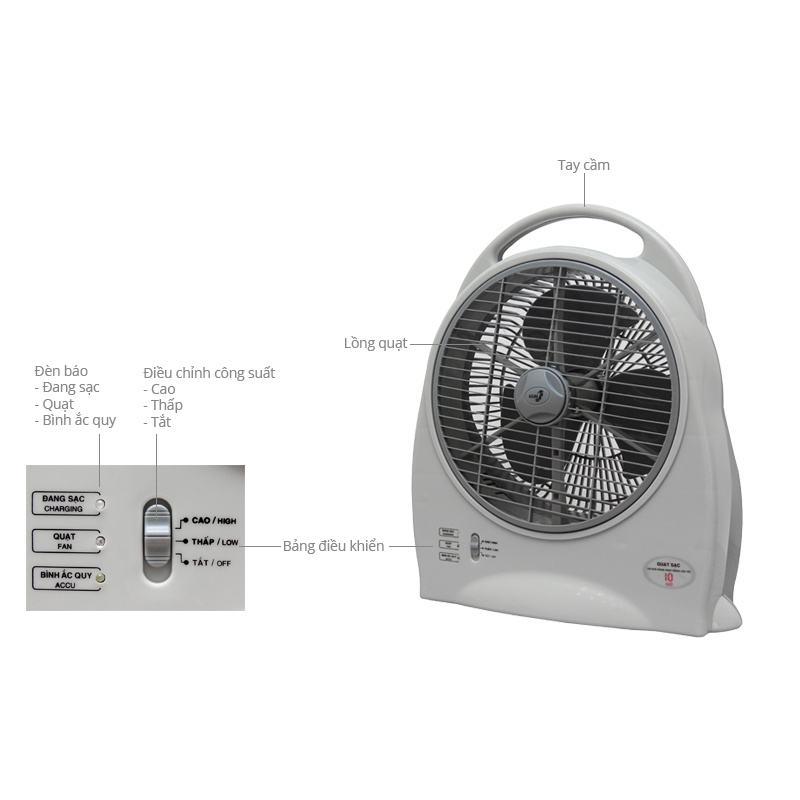 Quạt sạc điện Asia QS-1001