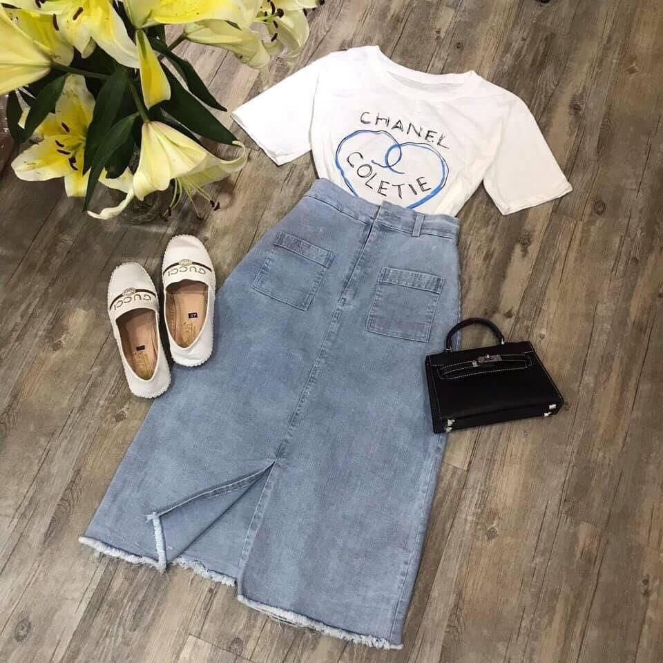 [HCM]SET ÁO THUN CHÂN VÁY JEANS (ẢNH THẬT CUỐI)