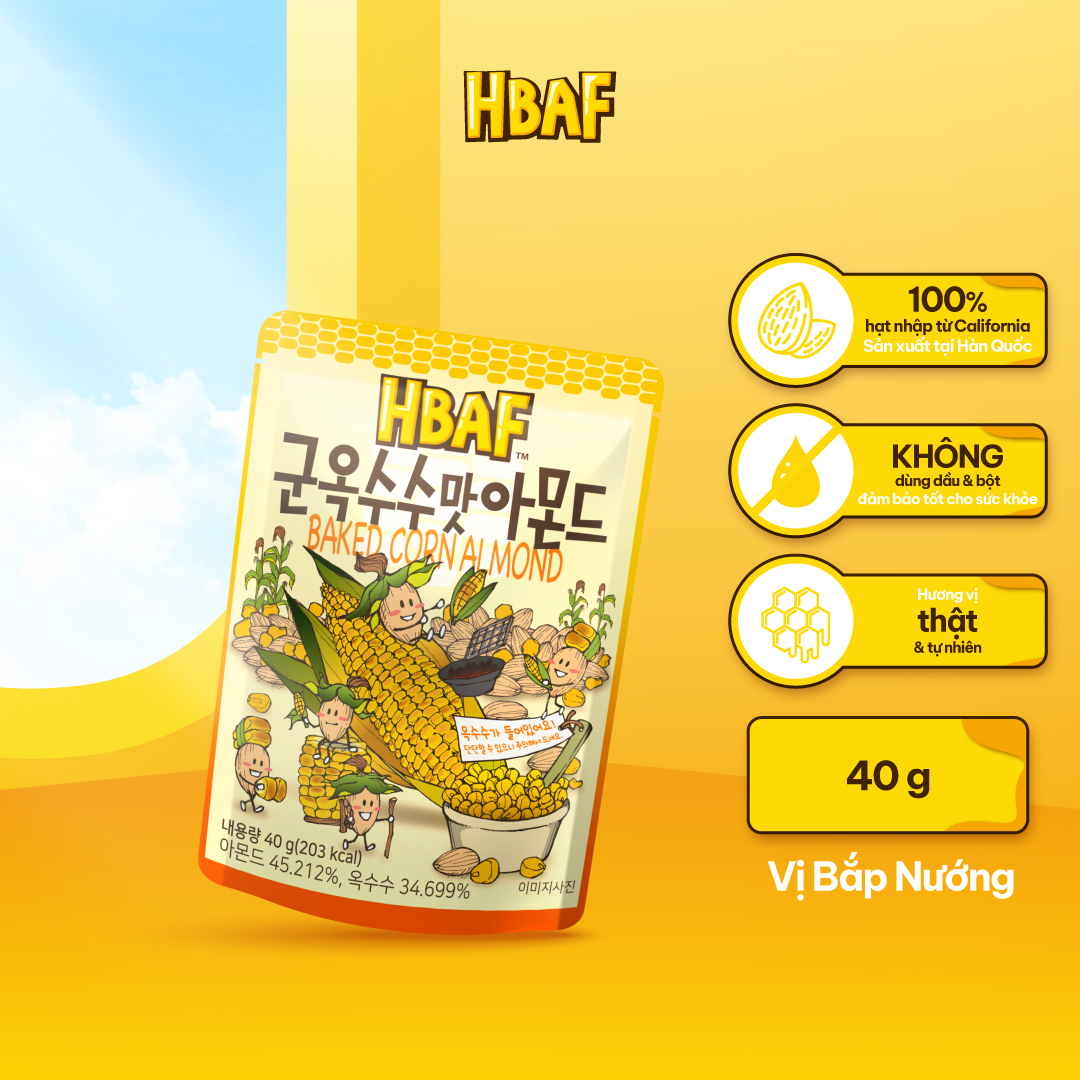 Hạt Hạnh Nhân Tẩm Vị HBAF Hàn Quốc Các Vị (Gói 40g)