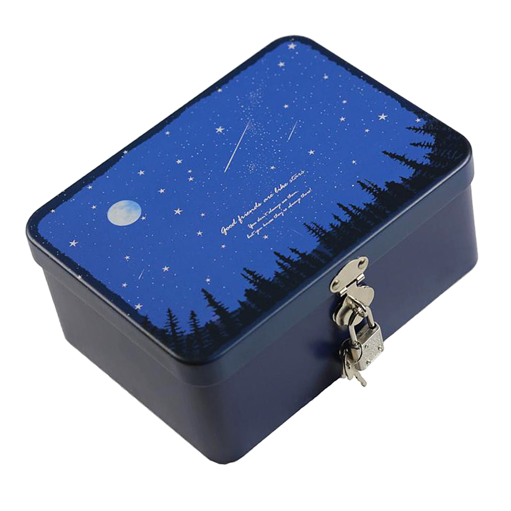 Blesiya Locked tinplate Metal Collection Iron Storage Box