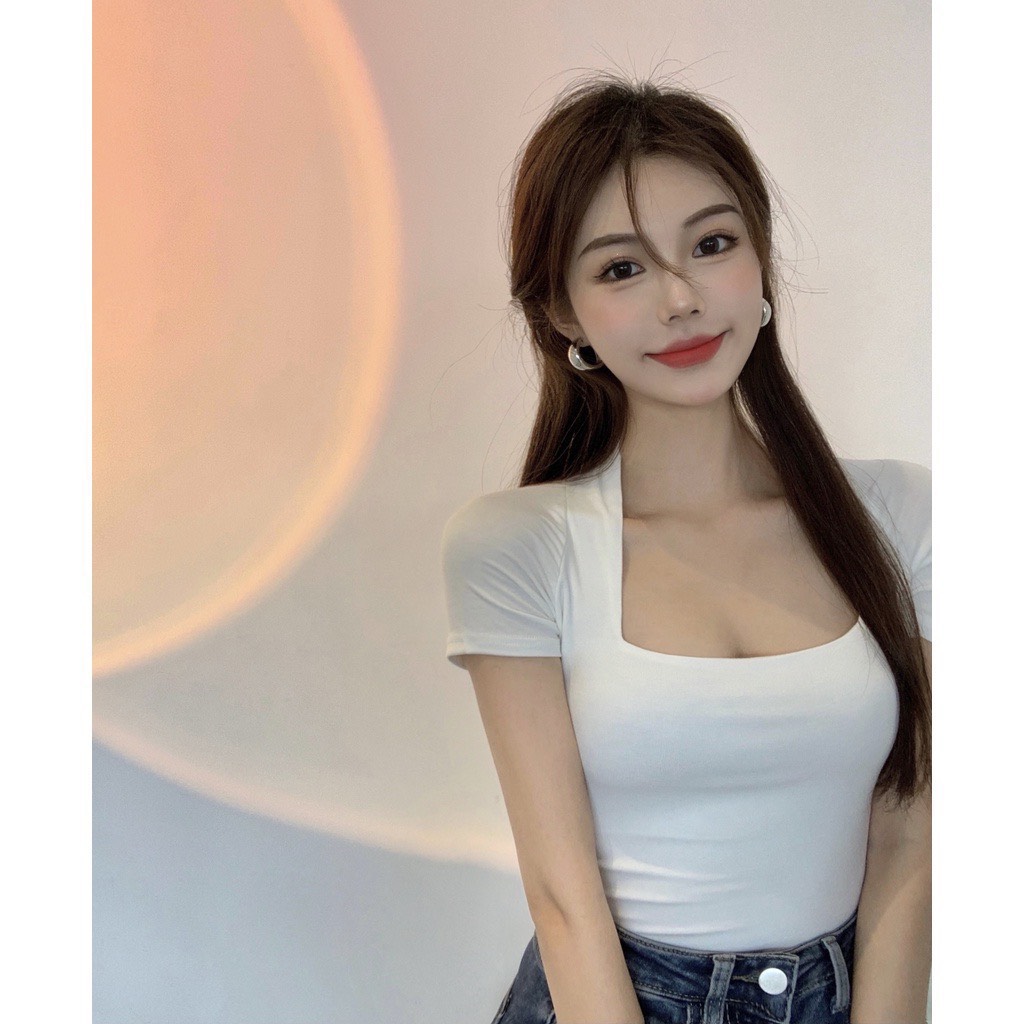 Áo thun cổ vuông vạt xéo gs65