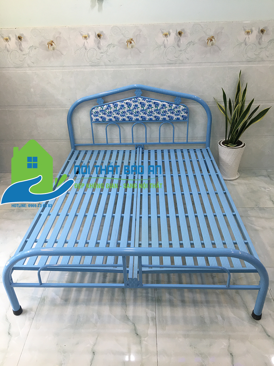 [HCM] Giường sắt hoa văn kích thước 1m2x2m - Bảo An
