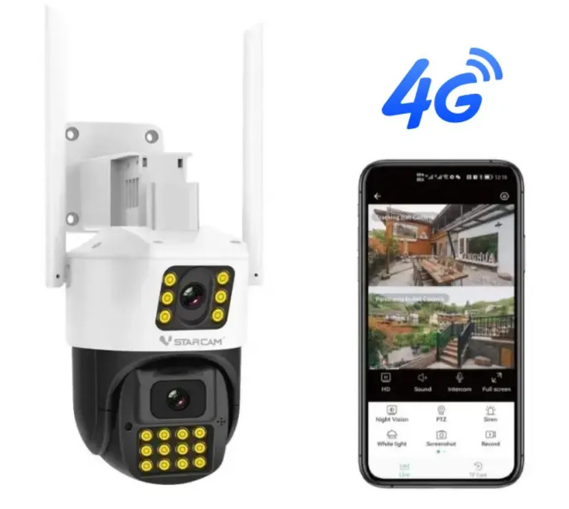 Camera IP Wifi Ngoài Trời Vstarcam Dùng Sim 4G Thông Minh - Camera Ống Kính Kép Độ Phân Giải Cao Siêu Nét - Chống Nước IP66 Phát Hiện Chuyển Động Đàm Thoại 2 Chiều - Camera Quay Ban Đêm Có Màu Đến 30M - Lưu Trữ Thẻ Nhớ - BH 12 Tháng