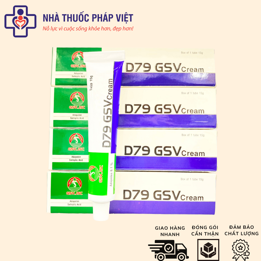 D79 gsv cream giảm mụn trứng cá, mụn lưng, dày sừng nang lông 15g
