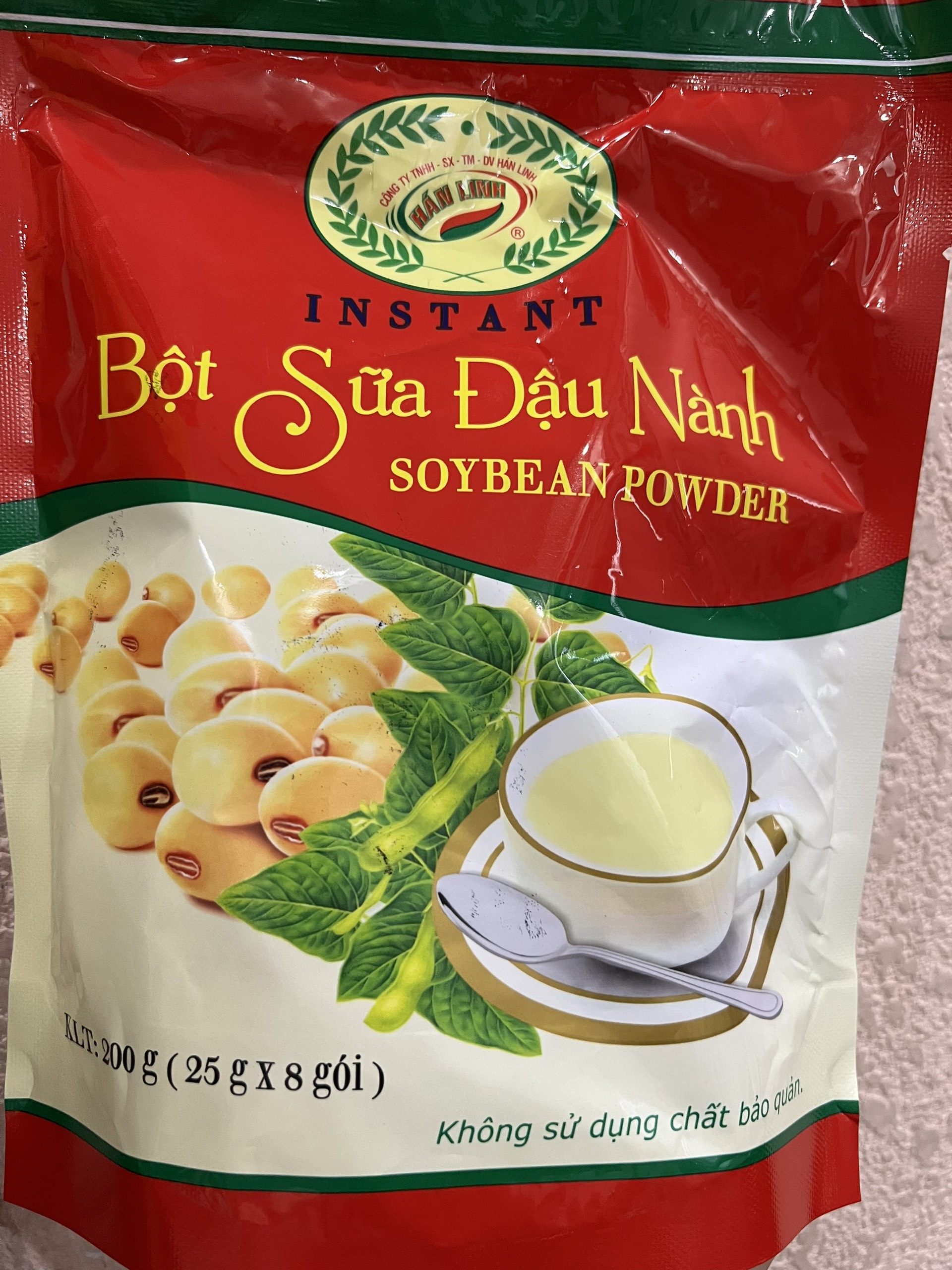 bột sữa đậu nành hán linh túi 200gram( túi 8 gói x 25g )