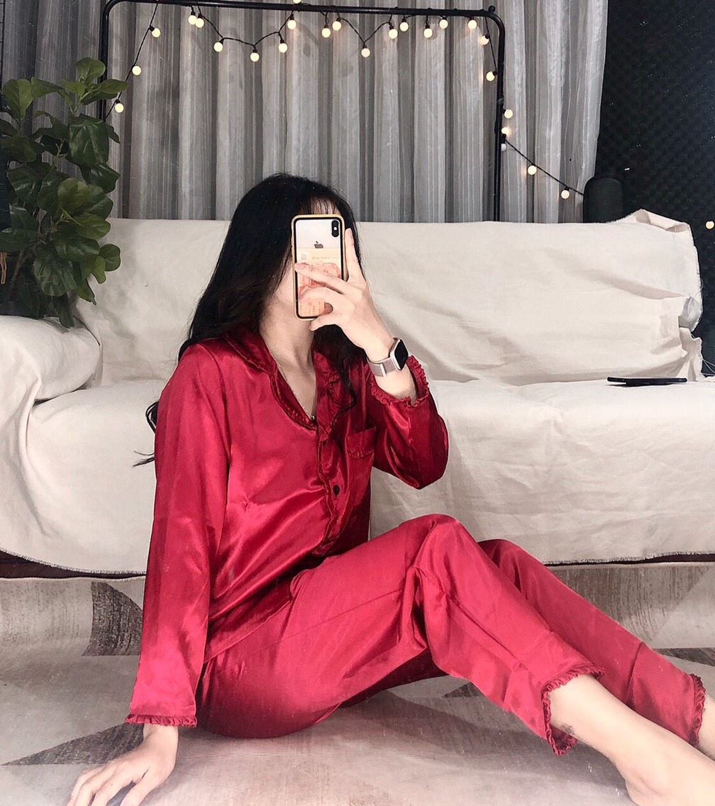 [HCM]Đồ bộ pizama phi lụa bèo tay dài quần dài