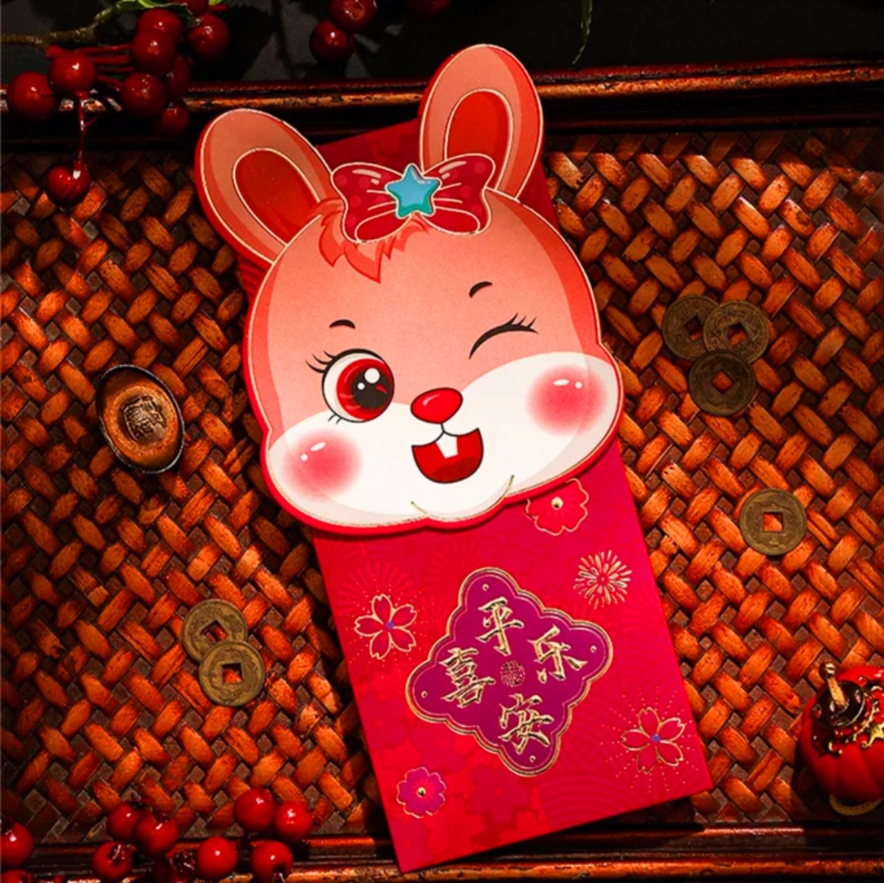 [GÓC DECOR] SET 4 BAO LÌ XÌ THỎ CHIBI CUTE