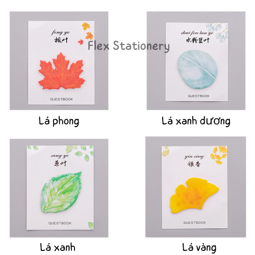 GIẤY NOTE HÌNH CHIẾC LÁ NHIỀU MÀU SẮC XINH XẮN