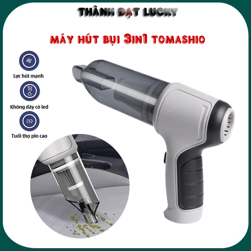 Máy hút bụi ô tô cầm tay Tomashio 3in1, Máy hút bụi không dây đa năng 120W sử dụng hút bụi ô tô, sofa, giường