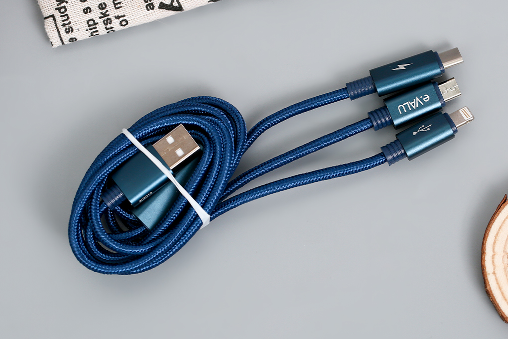 Cáp 3 đầu Lightning Type C Micro 1m eValu Spanker B 2 ( Like New )