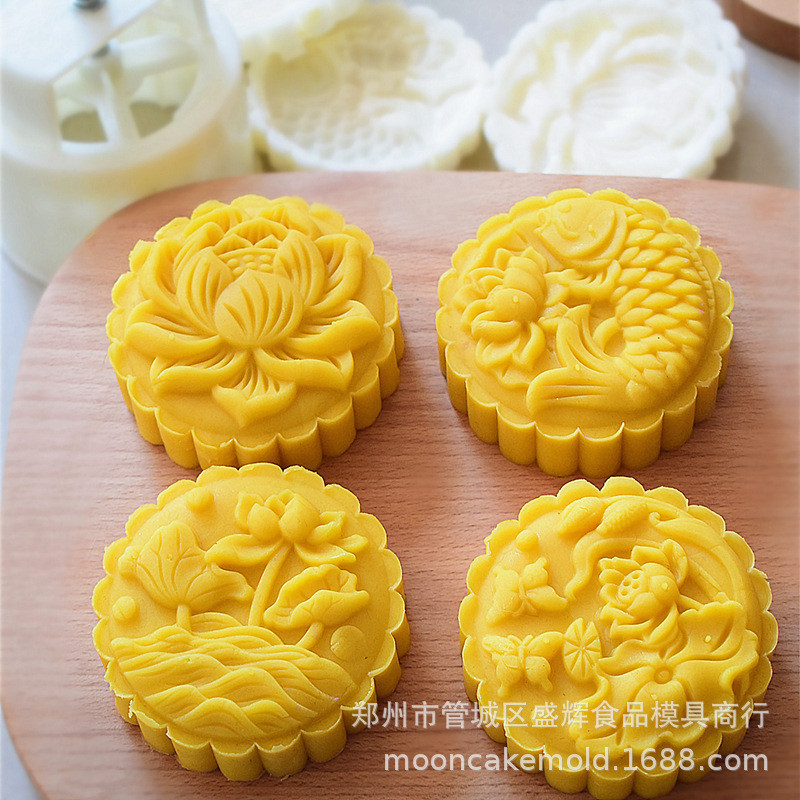 Khuôn Trung Thu 4 Mặt Sen Cá 150g