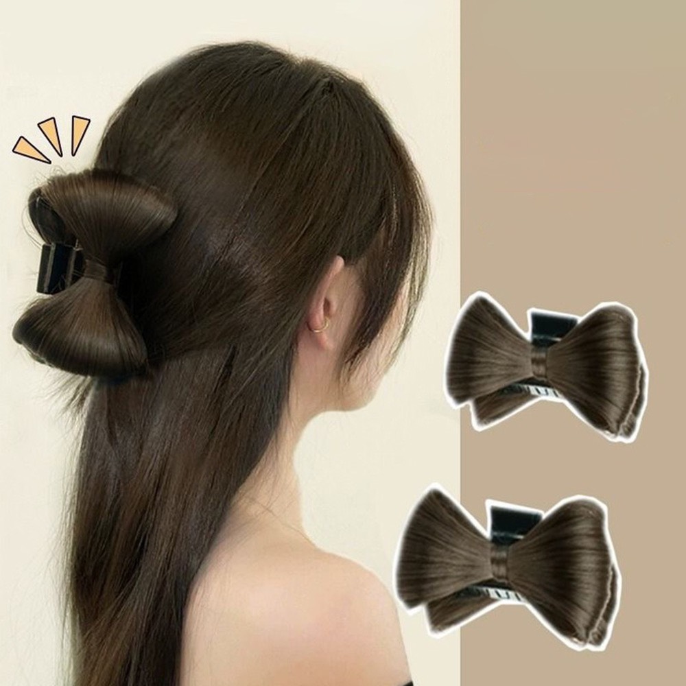 Tóc giả búi kẹp hình nơ, búi tóc giả nơ y2k phong cách hàn quốc qiqishop