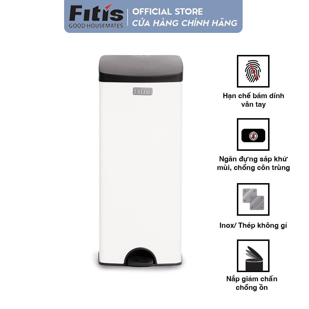 Thùng Rác Fitis Premium - Vuông Đạp Cao (22L)