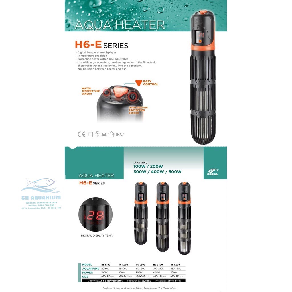 [HOÀN TIỀN 10%]SƯỞI CHO BỂ PERIHA THẾ HỆ MỚI H6-E 500W