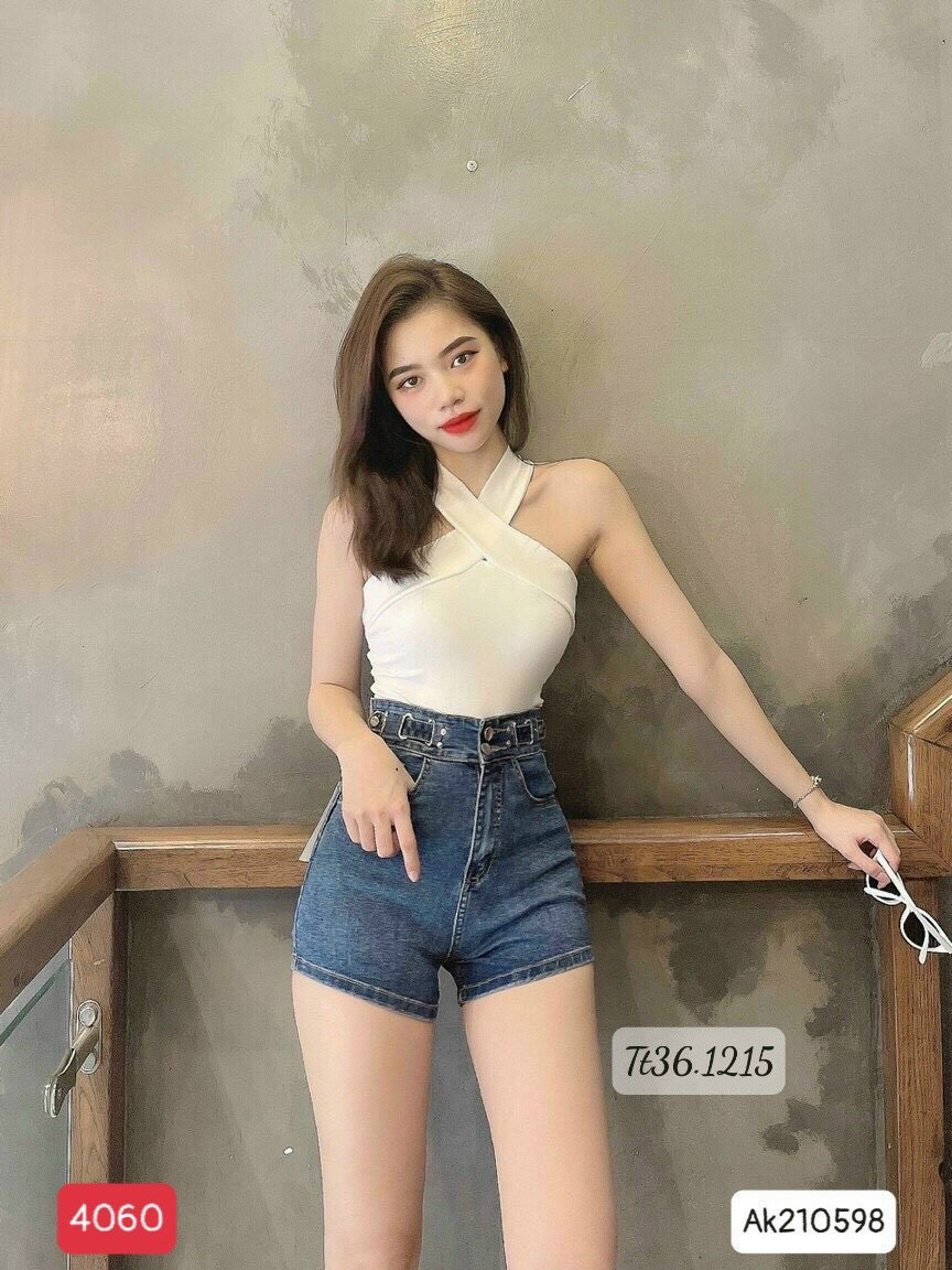 Quần short jean nữ, quần đùi nữ cao cấp, chất cotton jean dày dặn