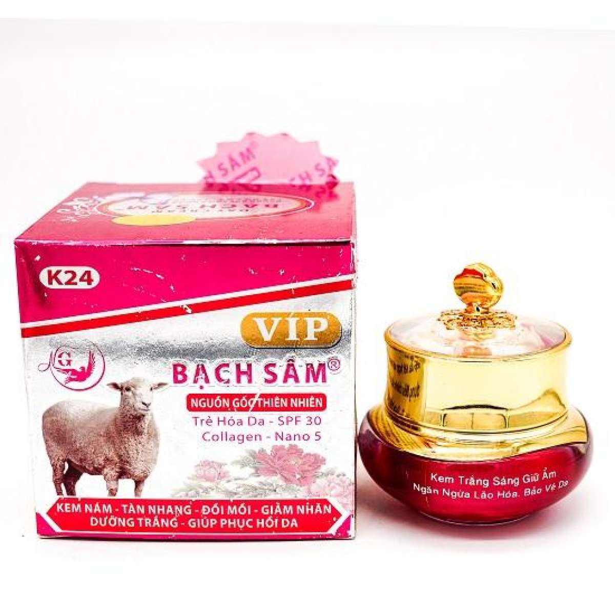 [HCM]Kem Thâm - Nám - Chống nắng - Giảm nếp nhăn - Trẻ hóa da Bạch Sâm K24 35g (Hồng - Xám)