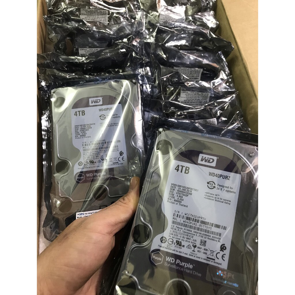 Ổ Cứng HDD Western Digital Purple 4TB 64MB Tím (Bảo Hành 24 Tháng 1 Đổi 1)