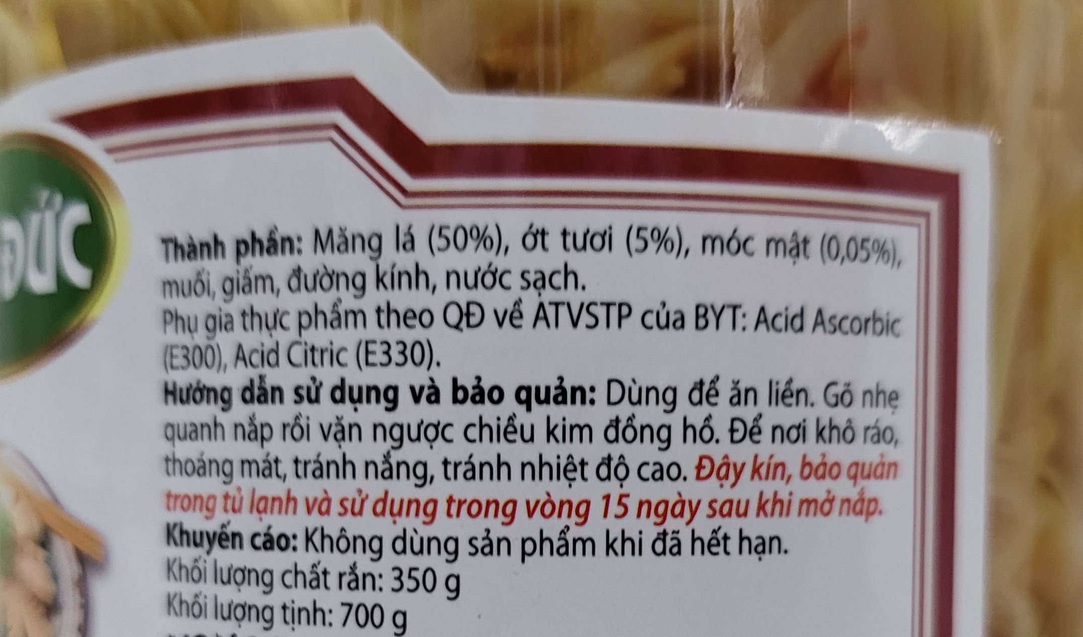 [Lọ 700g] MĂNG LÁ DẦM ỚT [VN] TÂM ĐỨC Chili Bamboo Shoots