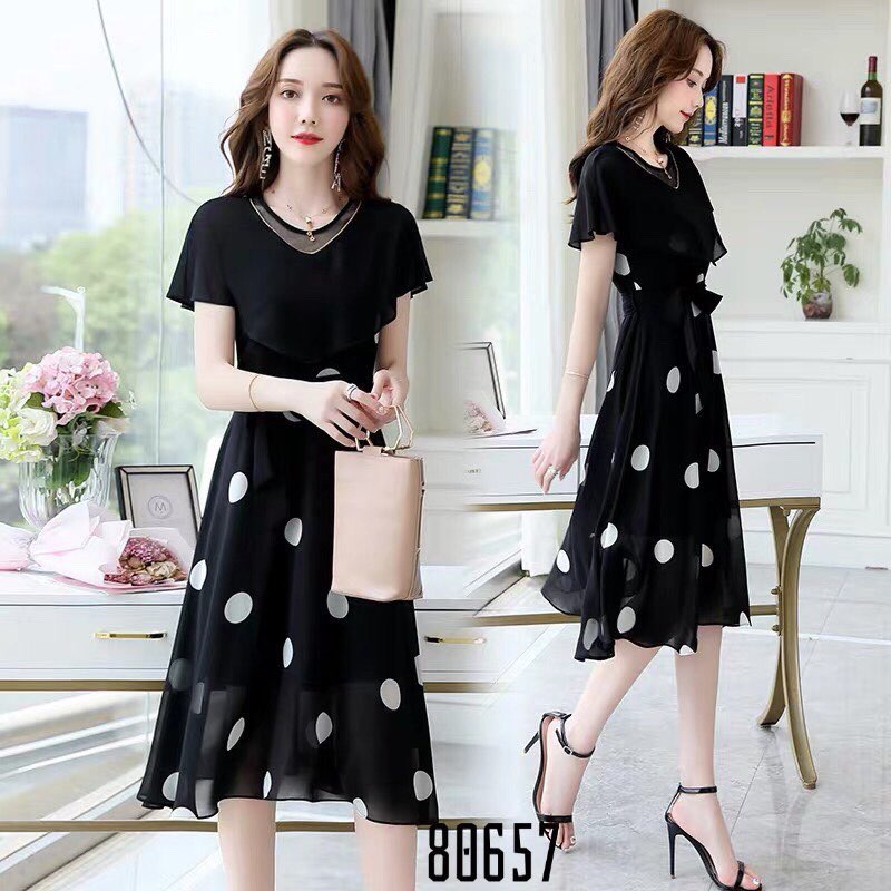[HCM]ĐẦM SUÔNG LỤA BI THẮT NƠ KÈM ÁO CHOÀNG SANG TRỌNG