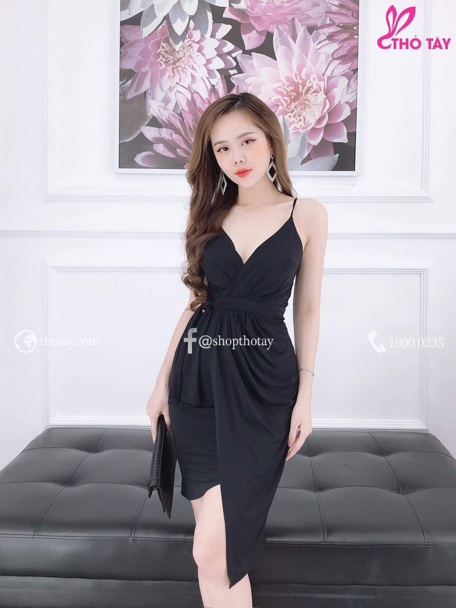Đầm body quây tà chất umi ~55-QH
