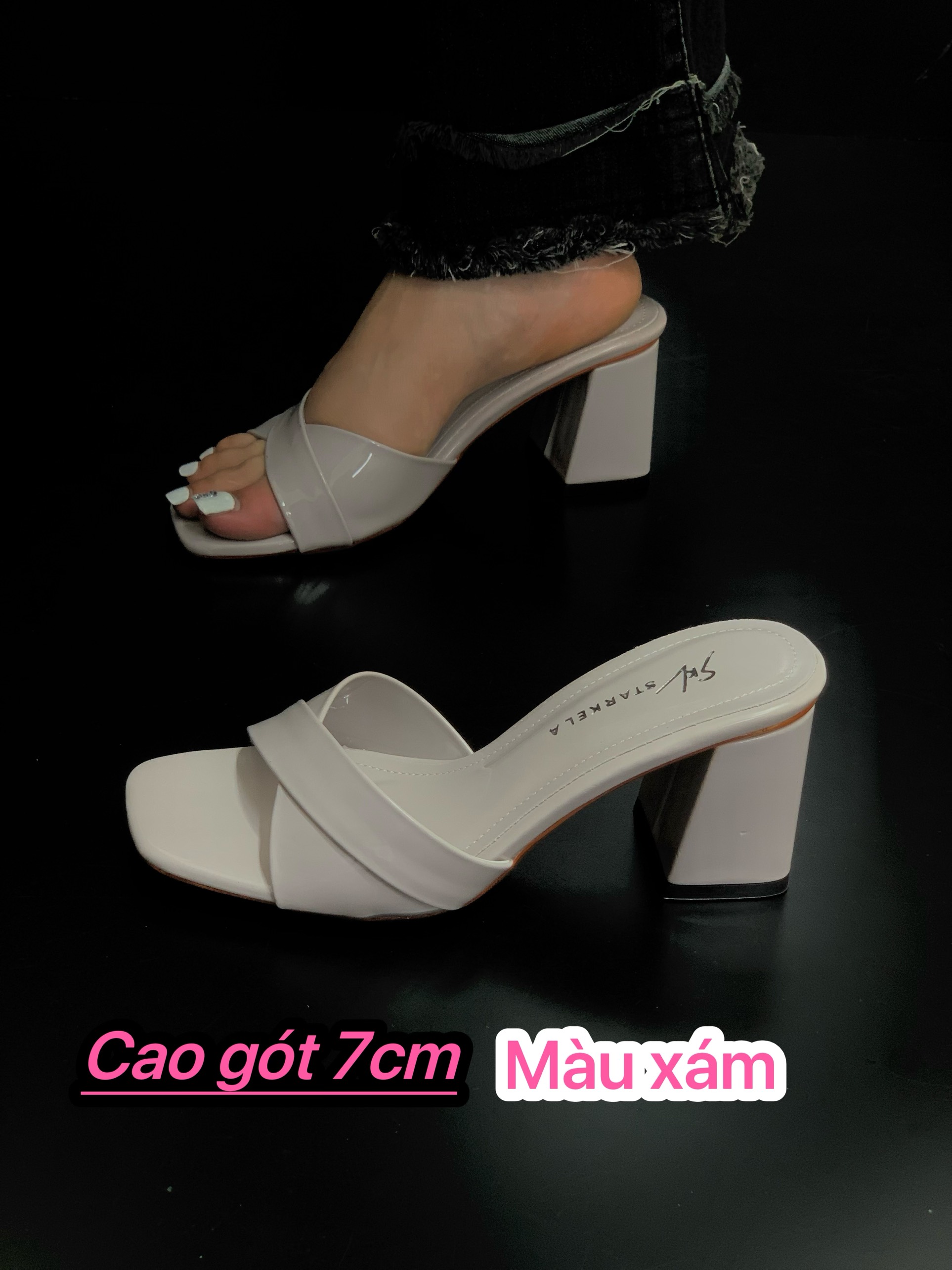 (cao gót 7cm) Dép quai bảng hottren