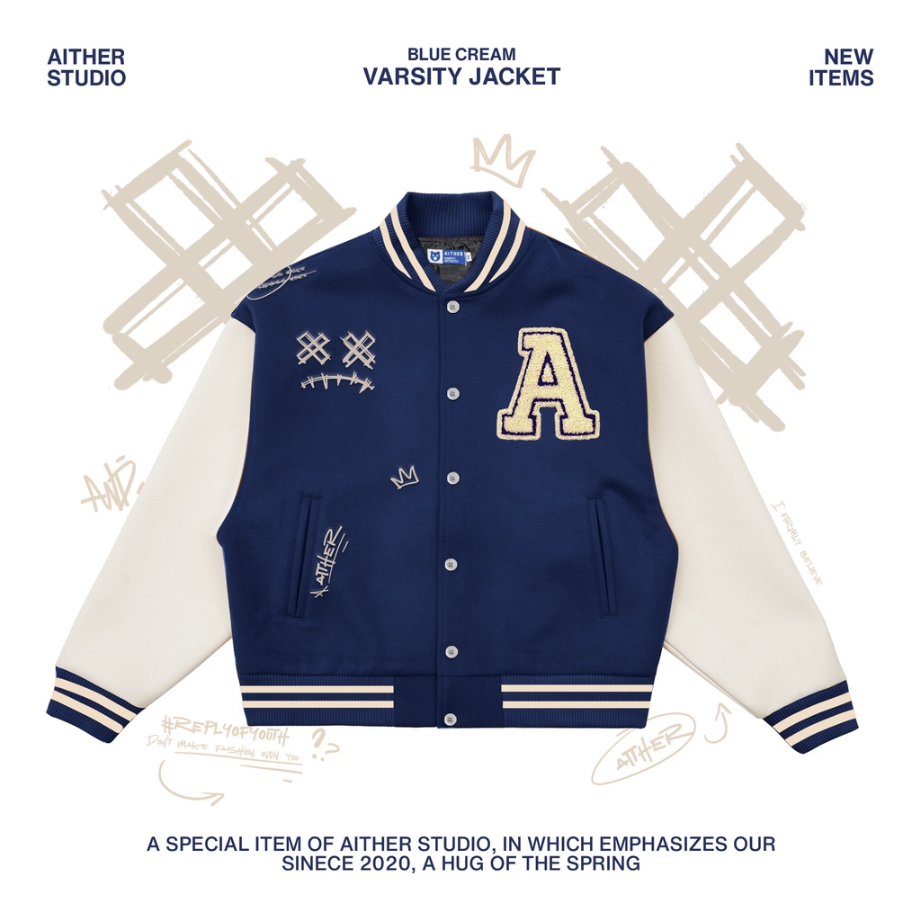 AITHER STUDIO Áo khoác Varsity Jacket Venom Unisex form rộng
