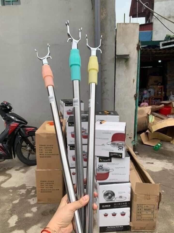 [Free Ship] - Cây phơi quần áo bằng inox kéo dài - Cây gậy lấy đồ trên cao có thể kéo dài xếp gọn