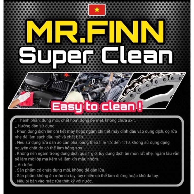 [ Combo ]Dung dịch tẩy rửa đa năng Mr.Finn Super Clean 500ml,1L