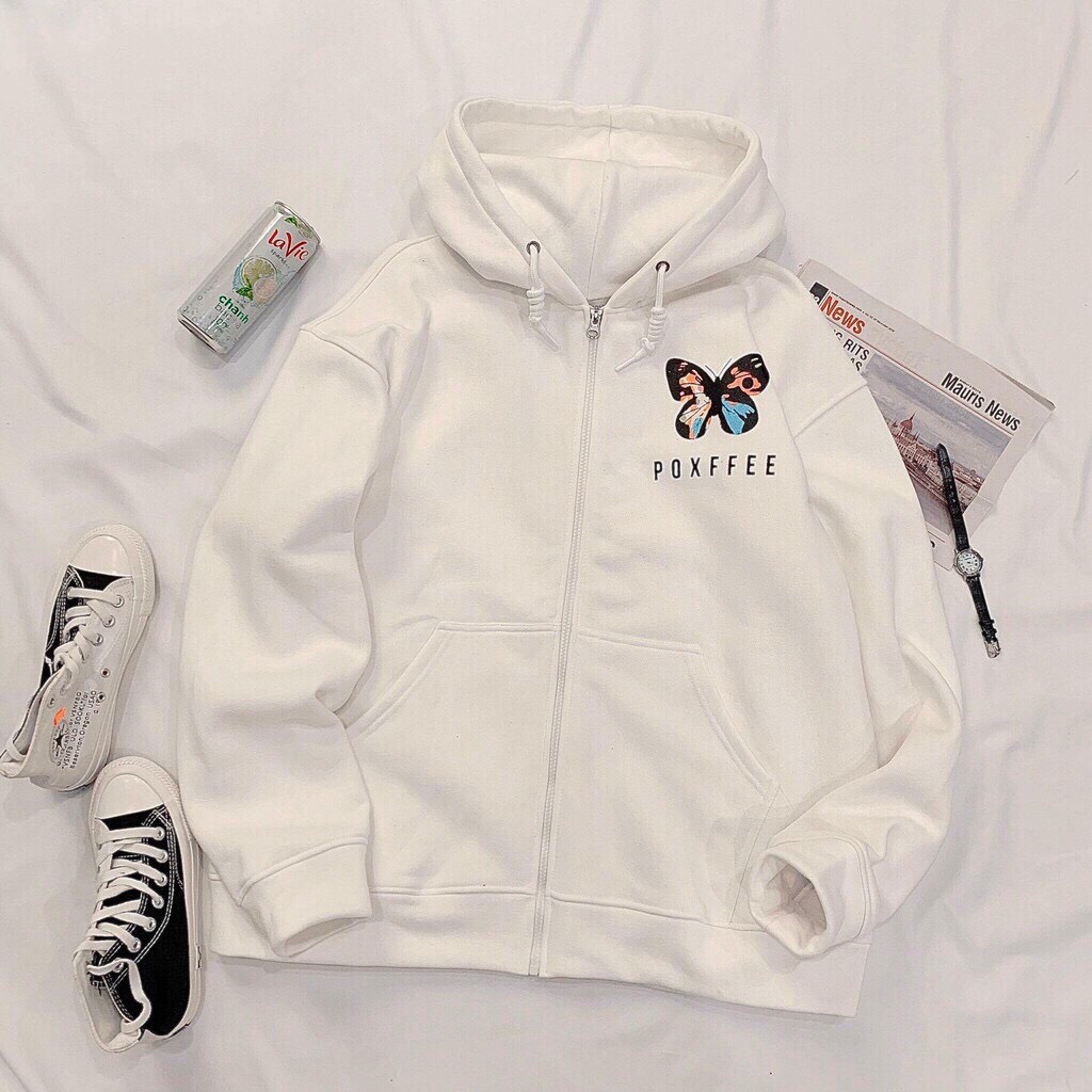 [HCM]Áo khoác nỉ ngoại kiểu hoodie nữ trơn có dây kéo và túi trước tiện dụng