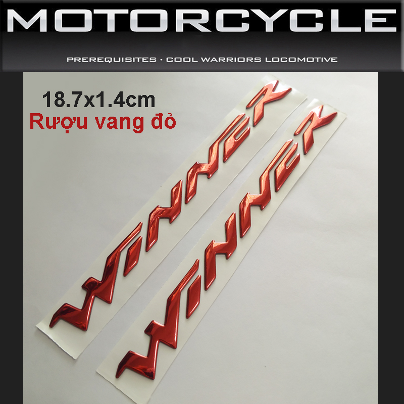 Bộ 2 tem Winner 3D nổi màu Bạc, Vàng, Đỏ