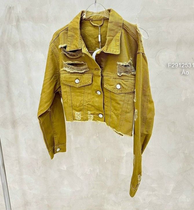 Áo khoác kaki cao cấp kiểu mới nữ, áo khoác nữ kaki jean dáng rách tua rua phong cách