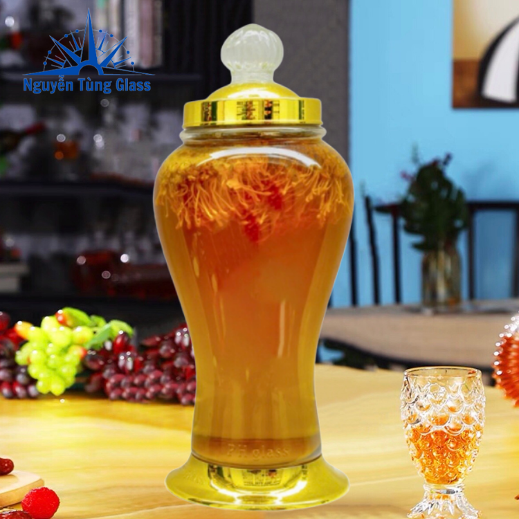 BÌNH NGÂM RƯƠU SÂM THỦY TINH  Phú Hoà 4 LÍT KHÔNG VAN