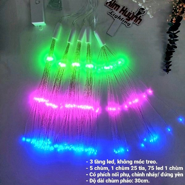 Đèn led pháo hoa pháo bông chùm trang trí lễ Tết, cưới hỏi ngoài trời (cắm điện)