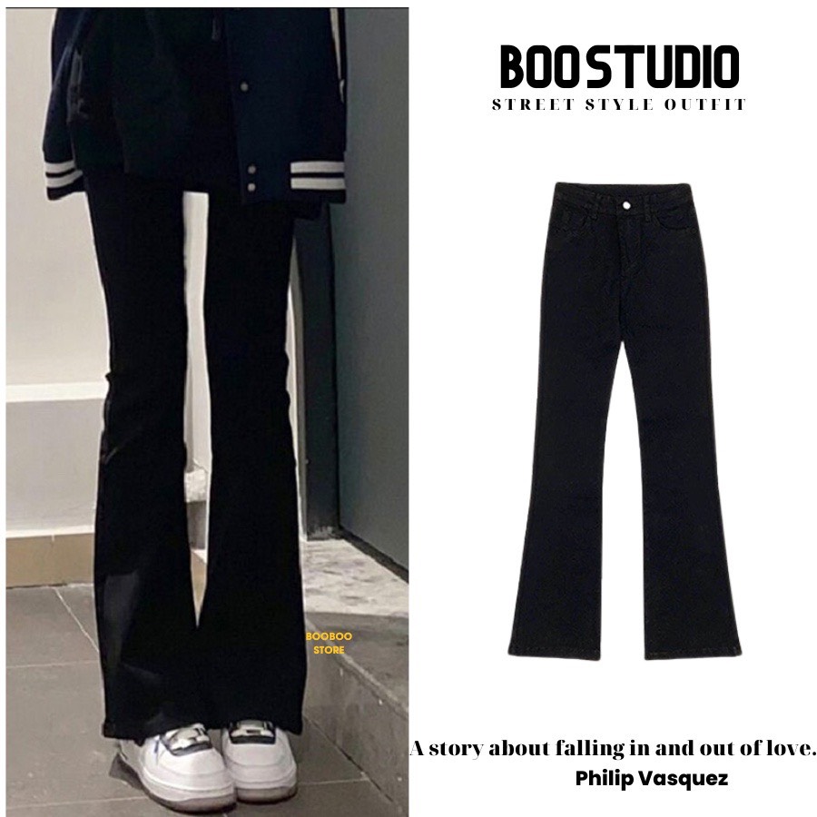 Quần Jean nữ ống loe lưng cao co giãn - 247StoreFashion