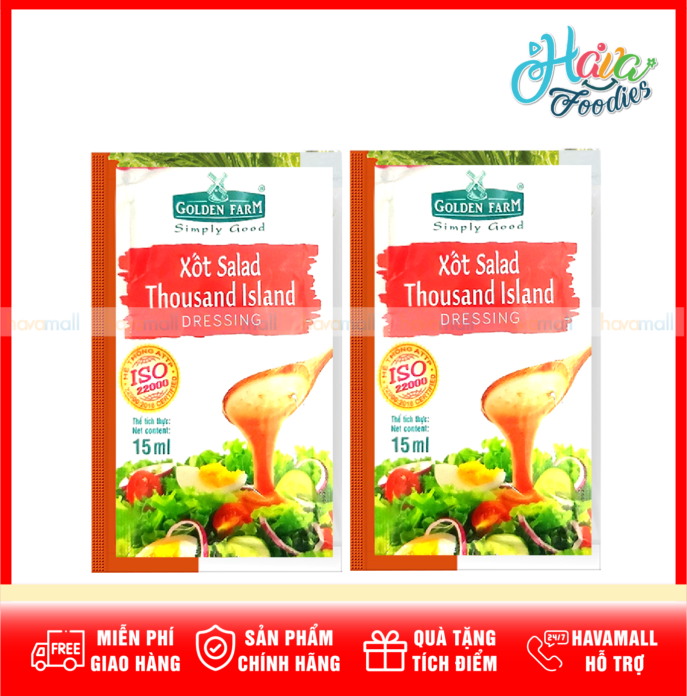 Combo 2 Gói Xốt Salad Thousand Island Golden Farm Gói 15ml
