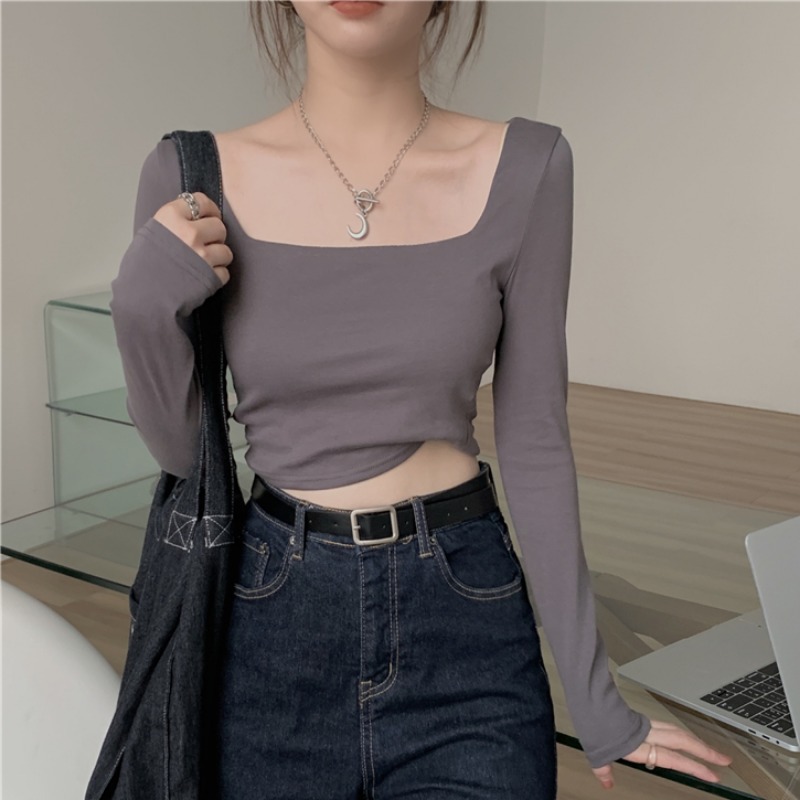 MS6844 Áo thun nữ cổ vuông croptop cá tính