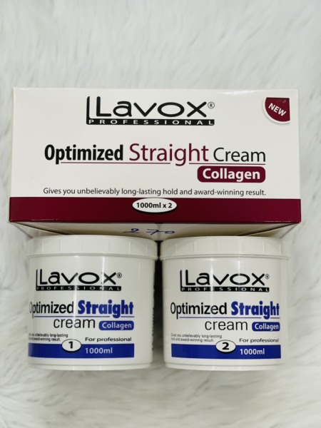 Kem Duỗi thẳng Tóc siêu nhanh siêu mạnh COLLAGEN (new) LAVOX chuyên nghiệp Optimized Straight Cream (Hộp lớn: 2x1000ml) nhập khẩu