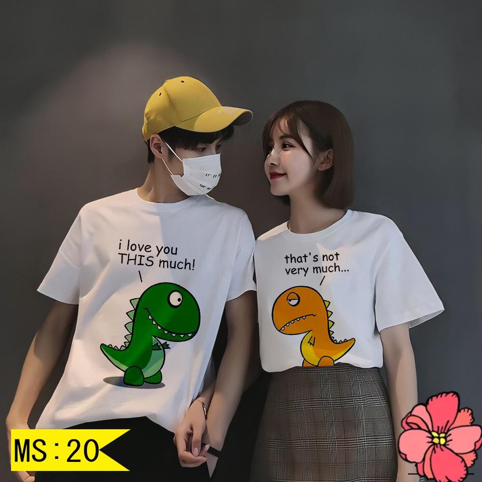 [Áo Đôi Giá Sỉ]Áo Đôi Chibi Khủng Long Yêu Thương