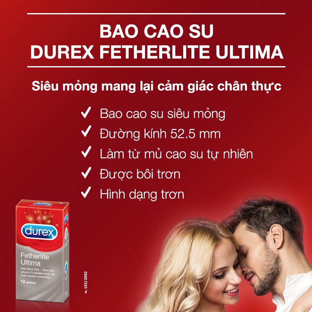 [HCM][ Durex Fetherlite Ultima ] Bao cao su Durex Fetherlite Ultima 12 bao / Hộp