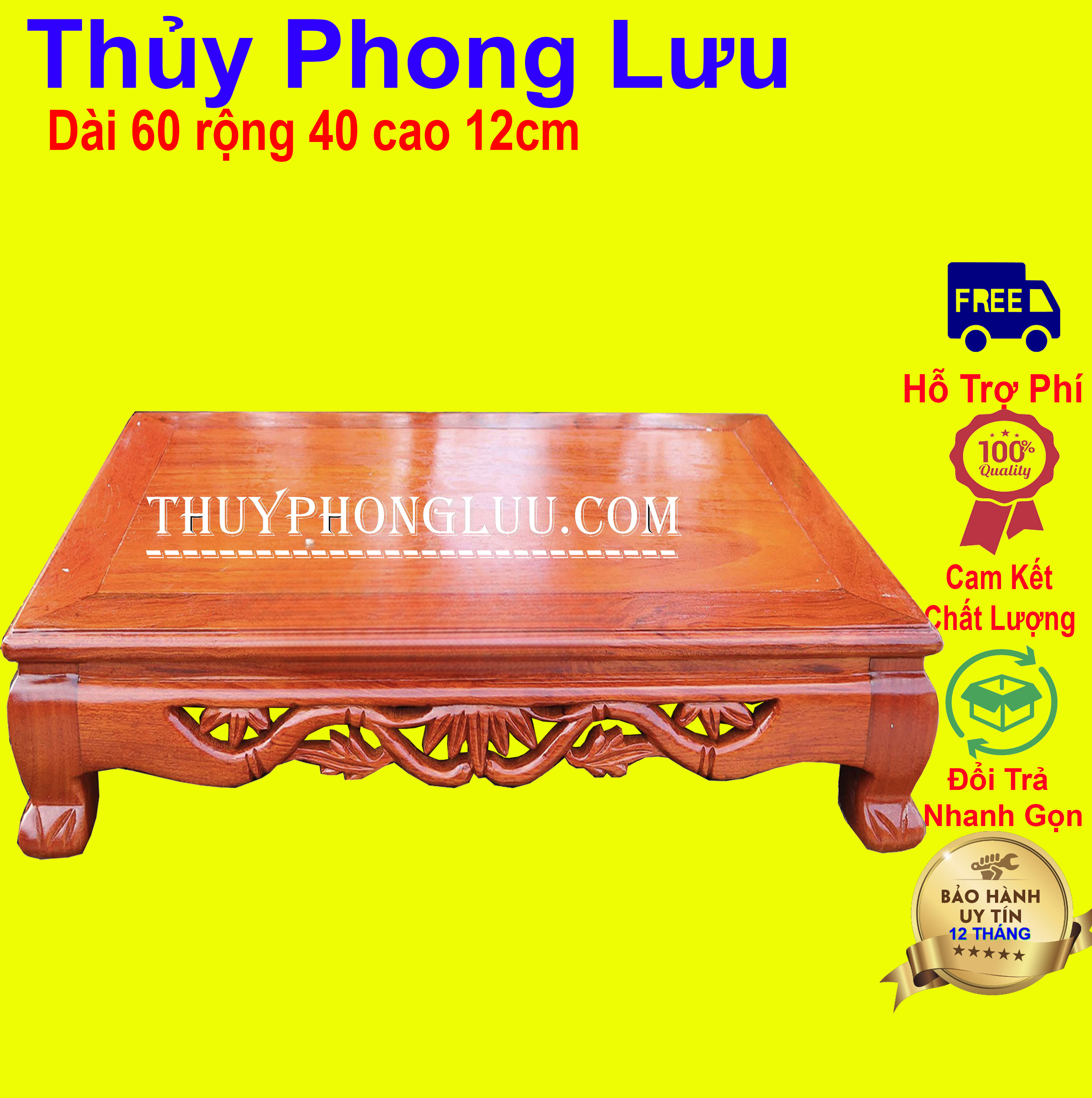 Bàn osin trúc gỗ hương ta đục trúc hóa dài 60 rộng 40 cao 12cm