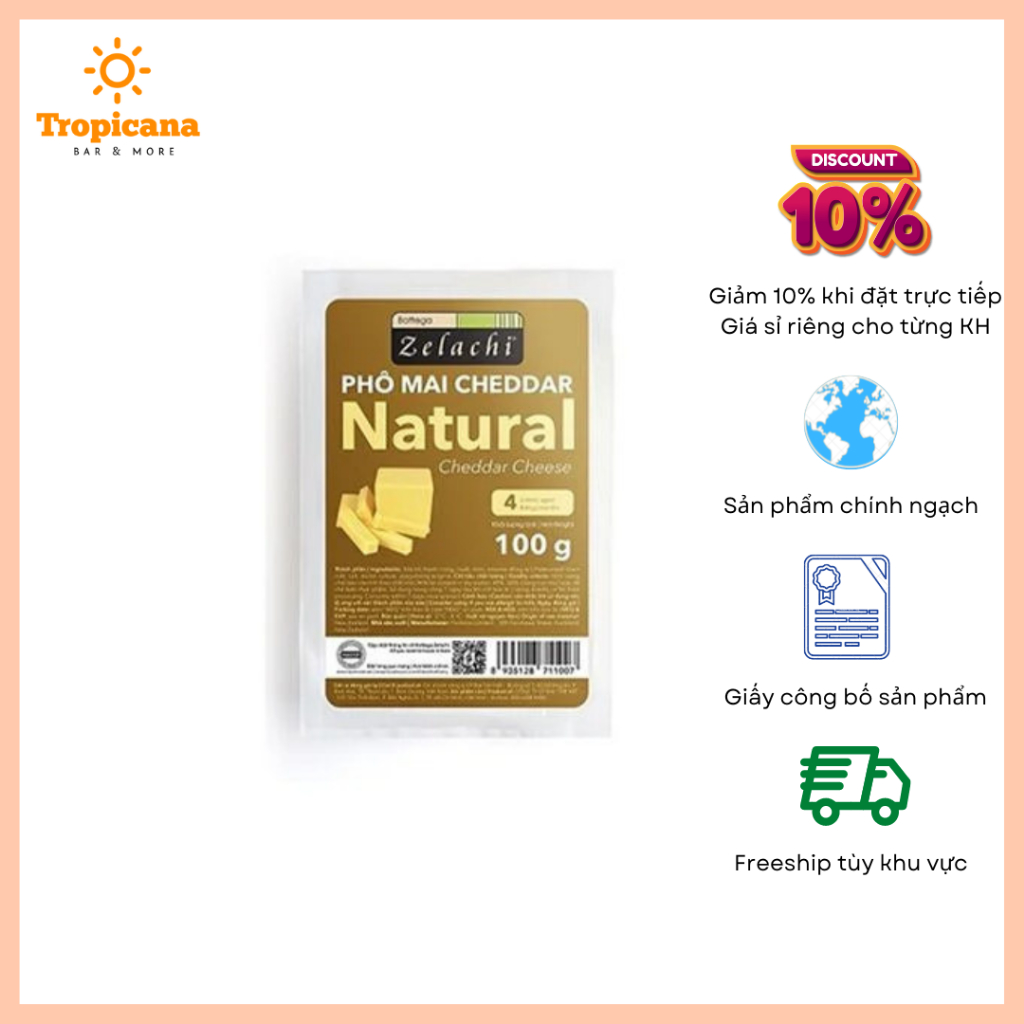Phô mai Cheddar Bottega Zelachi 100g