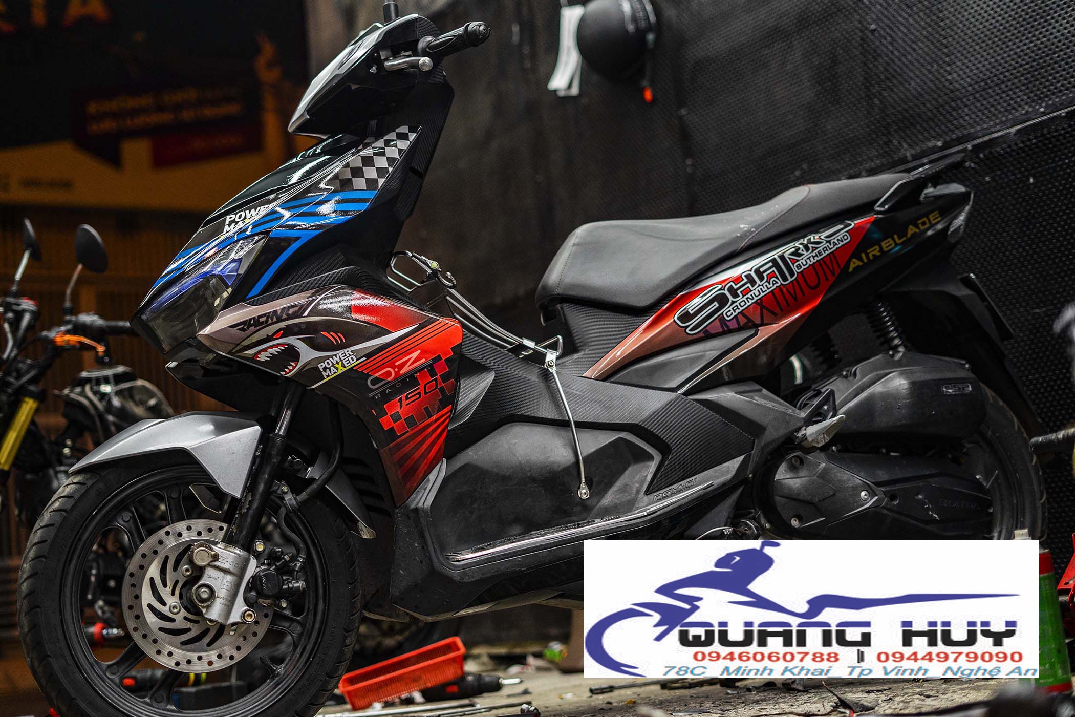 Tem trùm airblade cá mập đỏ đen,team decal ab 2016-2019 shark